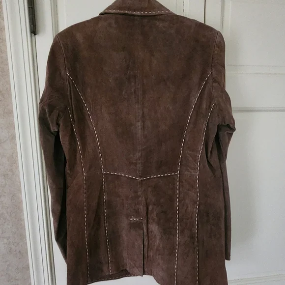 Pamela McCoy Suede Leather Jacket in Rich Brown.pit To Pit 19" - Picture 3 of 8